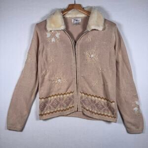 VTG 90s SML Sport Women's Knit Cardigan Sweater Granny Cottagecore Y2K Retro M